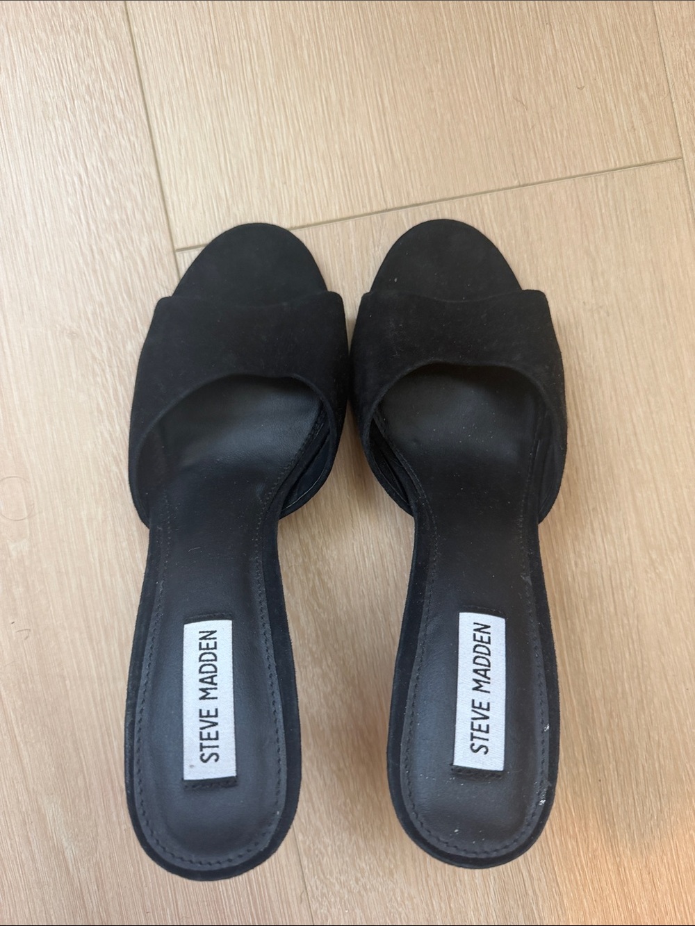 Steve Madden suede black mules